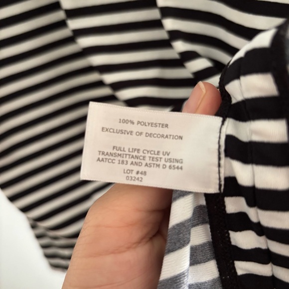 Coolibar Swim Shirt Long Sleeve Swimsuit‎ Women S White Black Ruche UPF50 Resort - Picture 3 of 12